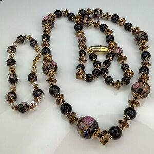 VWedding Cake Beads Necklace, Murano Italy, Venice glass Art